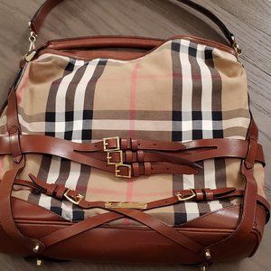 AUTHENTIC BURBERRY BRIDLE HOUSE CHECK GOSFORD HOBO XL